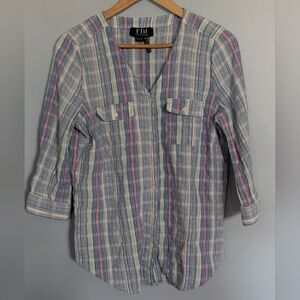 French Dressing Jeans‎ Striped Button-Up Women's Medium Shirt